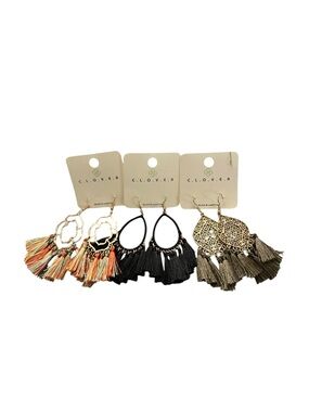 C.L.O.V.E.R. Statement Tassel Earring Trio Bundle Set